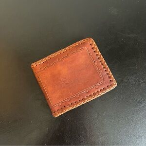 Brown Leather Bi-fold Wallet with Tooled Details